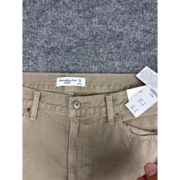 Abercrombie & Fitch Jeans Womens 32 Long Khaki Mid Rise Barrel Wide Leg - Picture 2 of 9